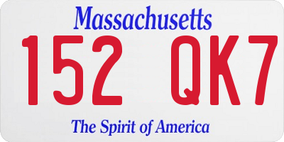 MA license plate 152QK7