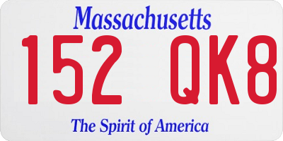 MA license plate 152QK8