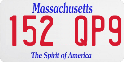 MA license plate 152QP9
