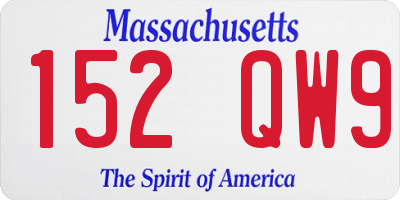 MA license plate 152QW9