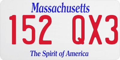 MA license plate 152QX3