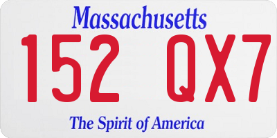 MA license plate 152QX7