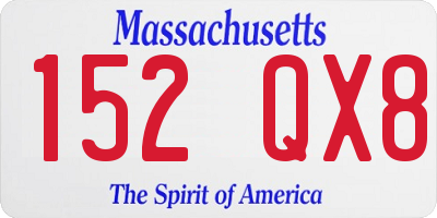 MA license plate 152QX8