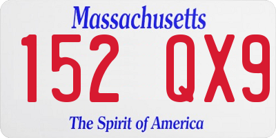MA license plate 152QX9