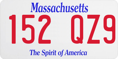 MA license plate 152QZ9