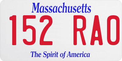 MA license plate 152RA0