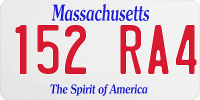 MA license plate 152RA4