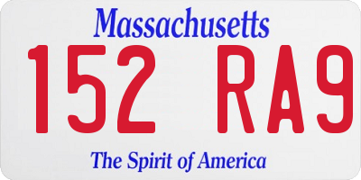 MA license plate 152RA9