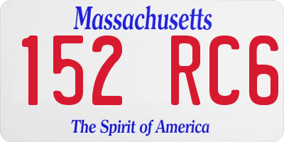 MA license plate 152RC6