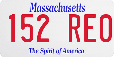 MA license plate 152RE0
