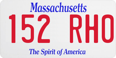 MA license plate 152RH0