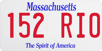 MA license plate 152RI0