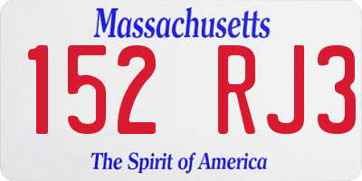 MA license plate 152RJ3
