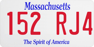 MA license plate 152RJ4