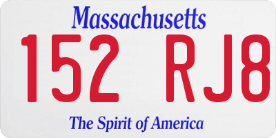MA license plate 152RJ8
