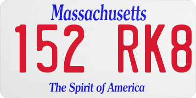 MA license plate 152RK8