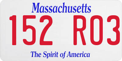 MA license plate 152RO3