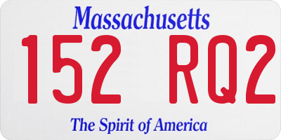 MA license plate 152RQ2