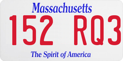 MA license plate 152RQ3