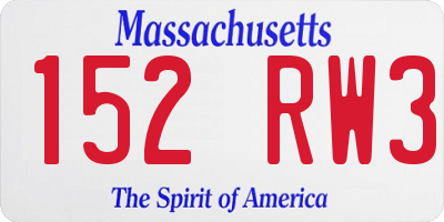 MA license plate 152RW3