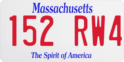 MA license plate 152RW4