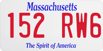 MA license plate 152RW6