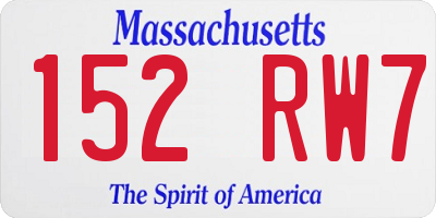 MA license plate 152RW7