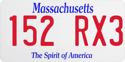 MA license plate 152RX3