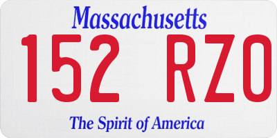 MA license plate 152RZ0