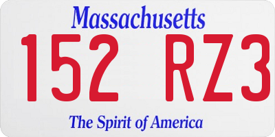 MA license plate 152RZ3