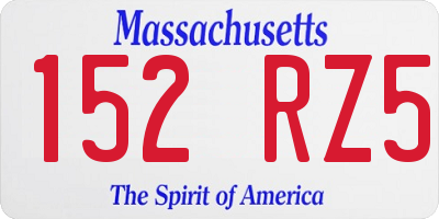MA license plate 152RZ5