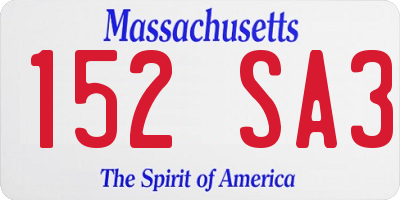 MA license plate 152SA3