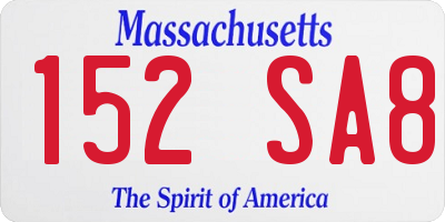MA license plate 152SA8