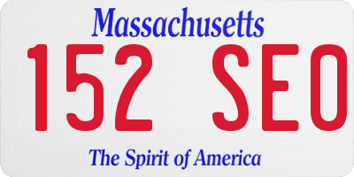 MA license plate 152SE0