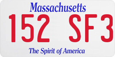 MA license plate 152SF3