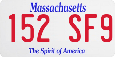 MA license plate 152SF9