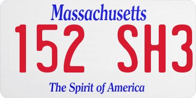 MA license plate 152SH3