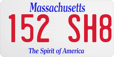 MA license plate 152SH8