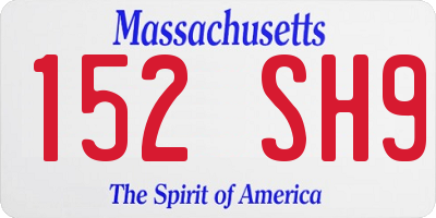 MA license plate 152SH9