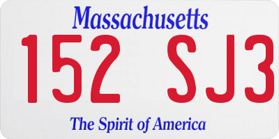 MA license plate 152SJ3