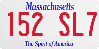 MA license plate 152SL7