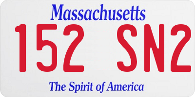 MA license plate 152SN2