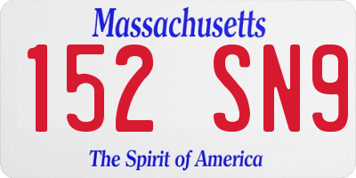 MA license plate 152SN9