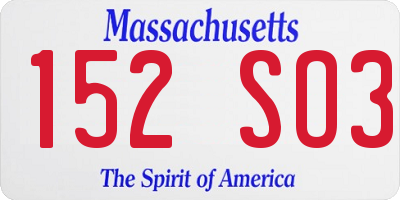 MA license plate 152SO3