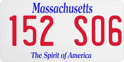 MA license plate 152SO6
