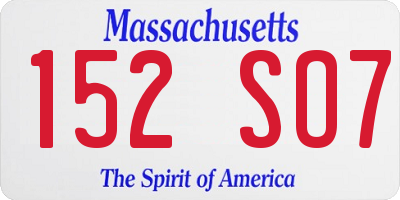 MA license plate 152SO7
