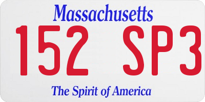 MA license plate 152SP3