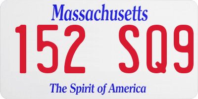 MA license plate 152SQ9