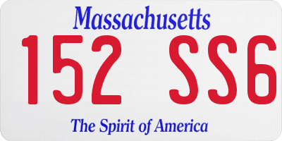 MA license plate 152SS6