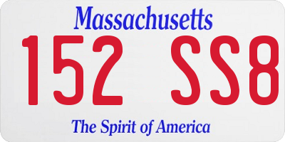 MA license plate 152SS8